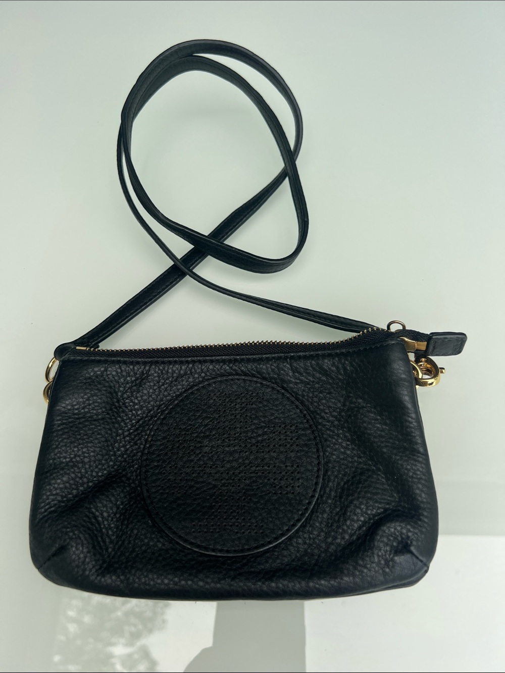 Tory Burch Black Leather Crossbody with Gold Hardware